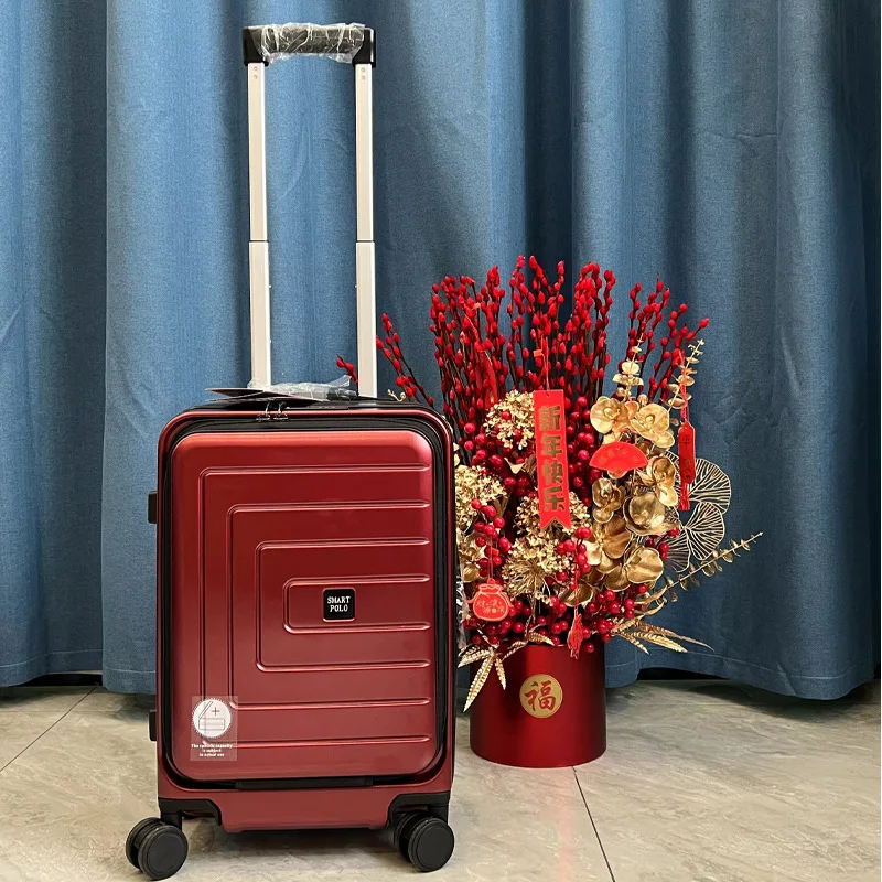 PC hard-sided suitcase with USB charging port Suitcase New carry-on suitcase with front laptop cabin luggage