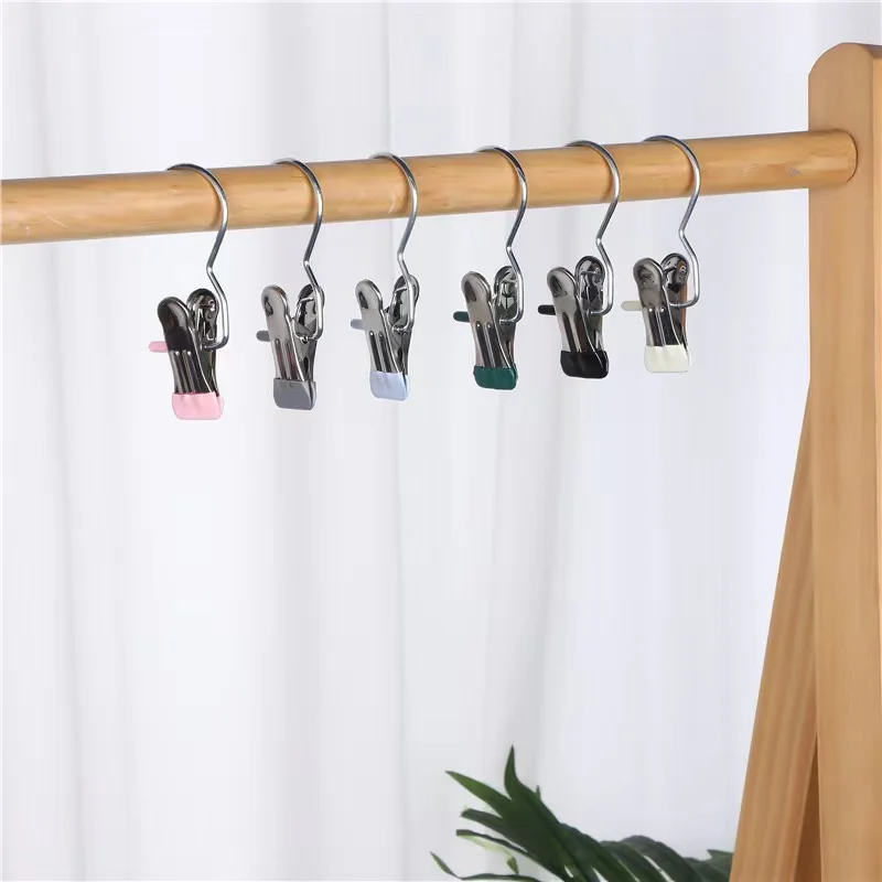 Wholesale Multifunctional  Metal Non-slip Hanger  Practical three-letter clip universal clothespin home sock hooks