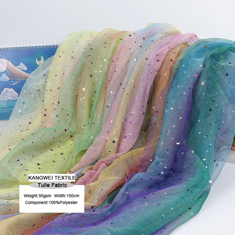Tulle Organza Fabric 100 Polyester Shiny Sequins Swiss Lace Net Lace For Wedding Printed Dresses Custom