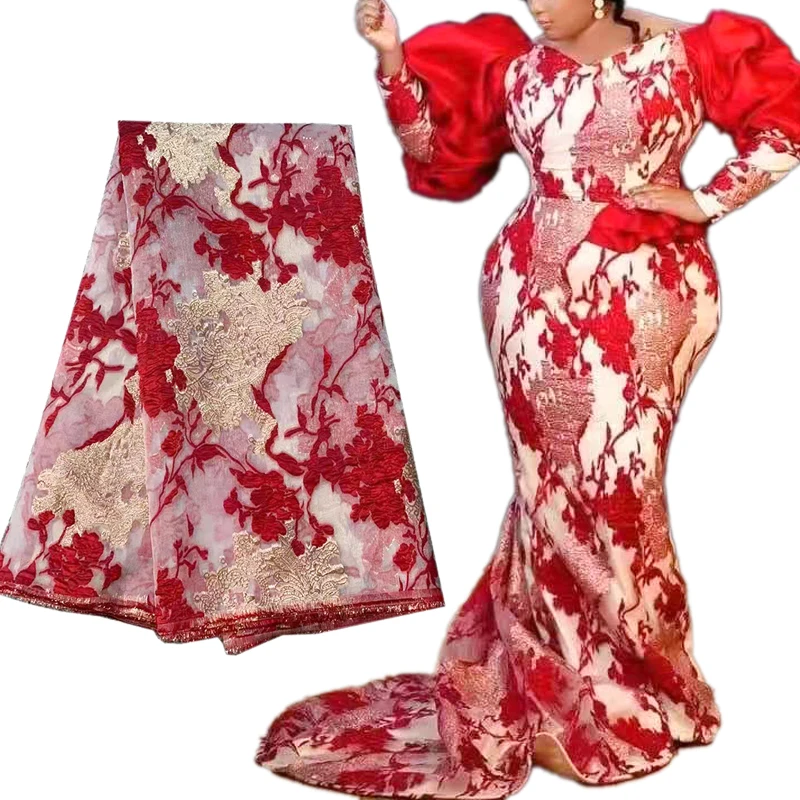 Фабричная французская жаккардовая ткань с вышивкой из органзы Африканский нигерийский тюль кружевная парчи для женщин вечернее платье