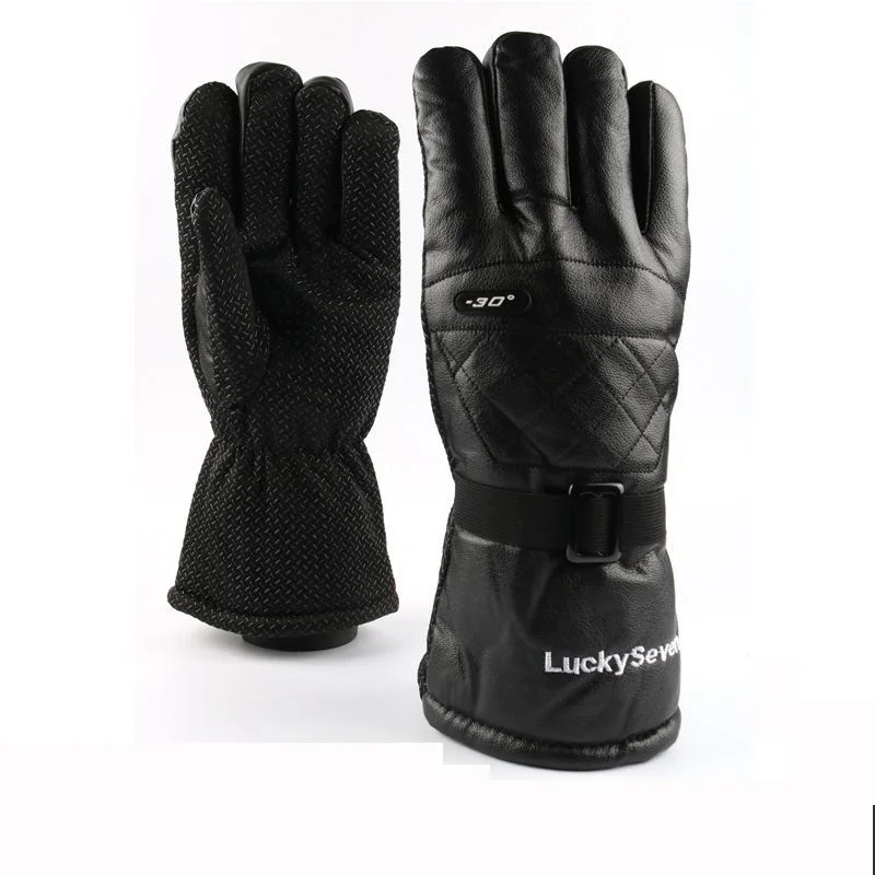 Winter winter anti-slip padded black leather leather warm leather gloves for men and women for motorcycle riding