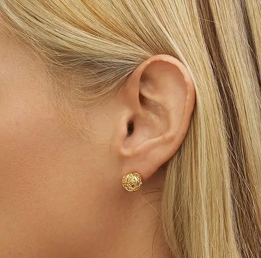 High quality Ball Fine Design 925 wholesale silver jewelry Pearl Jewellery Yellow Gold Plated Pearl Dangle Earring