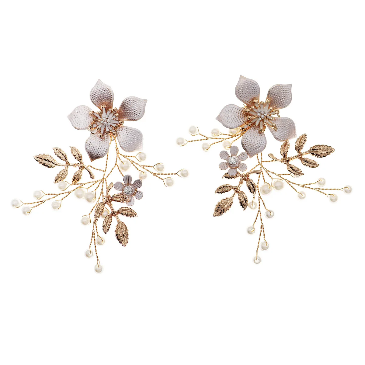 AW Bridal footwear Handwoven Leave Flower shoes Flower Fairy High Heel accessories Removable shoe clips crystal buckle for women