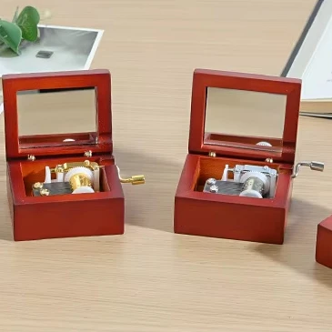 Ever Bright Japan Sankyo Movement DIY Lettering Rosewood Wood Square Hand Crank Music Box With Mirror