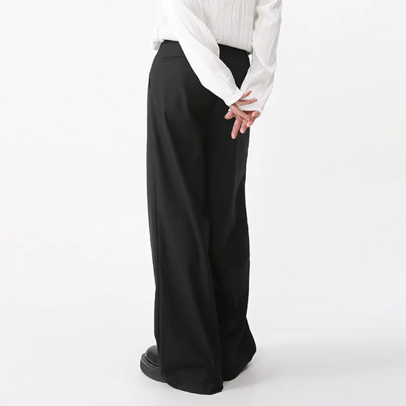 Oem Customized Manufacturer Casual Baggy Pants High Waist Zipper Fly Pleat Side Pockets Wide Leg Brown Trousers For Men