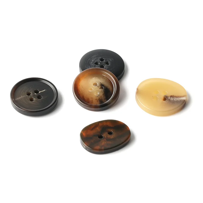 Custom round eco-friendly 4 hole resin horn plastic buttons for shirt
