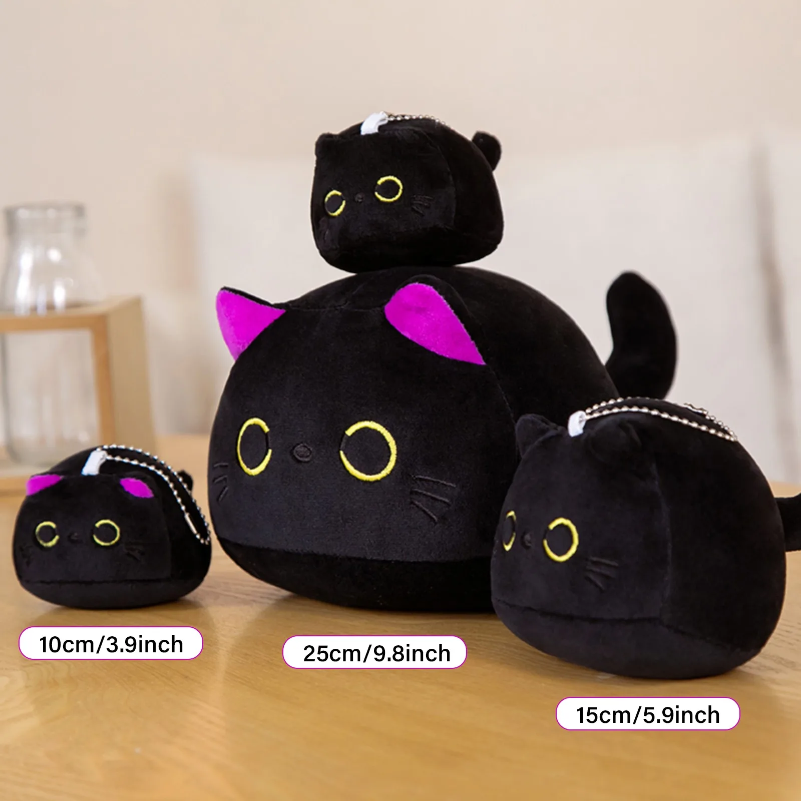 Кукла плюшевая черная кошка