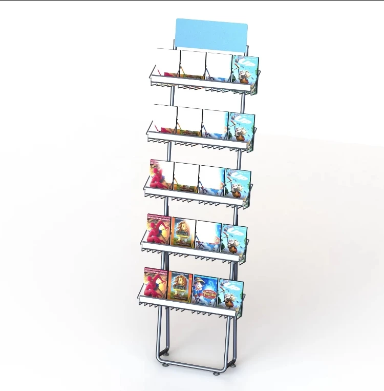 Retail DVD Display Rack for CD Store Metal 4 Tier Card rack Store Reastar Card Display Stand