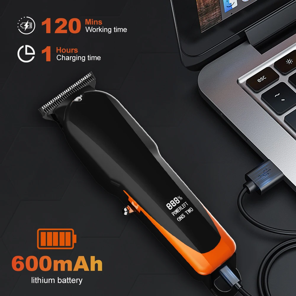 PRITECH Cordless Lithium Hair Clipper 6600rpm Detailer Hair Trimmer with Ergonomic Collection