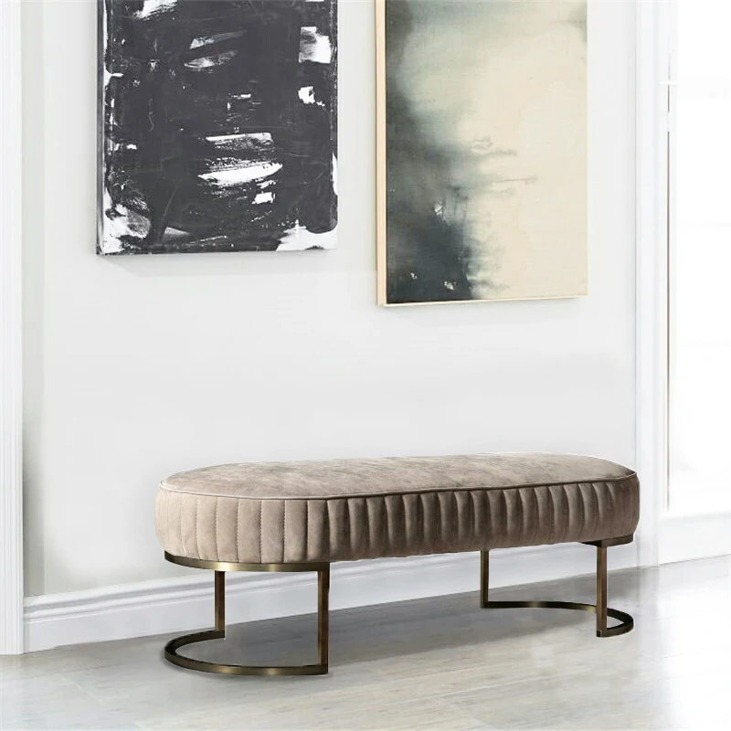 Advanced stainless steel gold legs fancy luxury sofa bedroom furniture ottoman bed bench