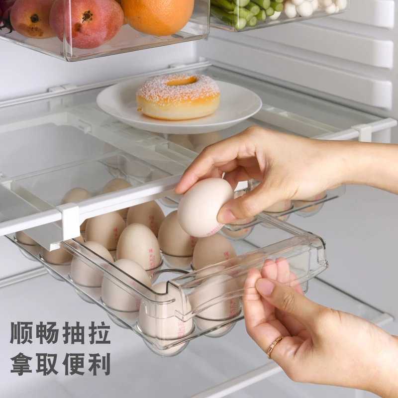 Fridge Egg Drawers, Refrigerator Egg Storage Container Refrigerator Pull Out Bins Snap On Drawer Organizer Egg Storage Box