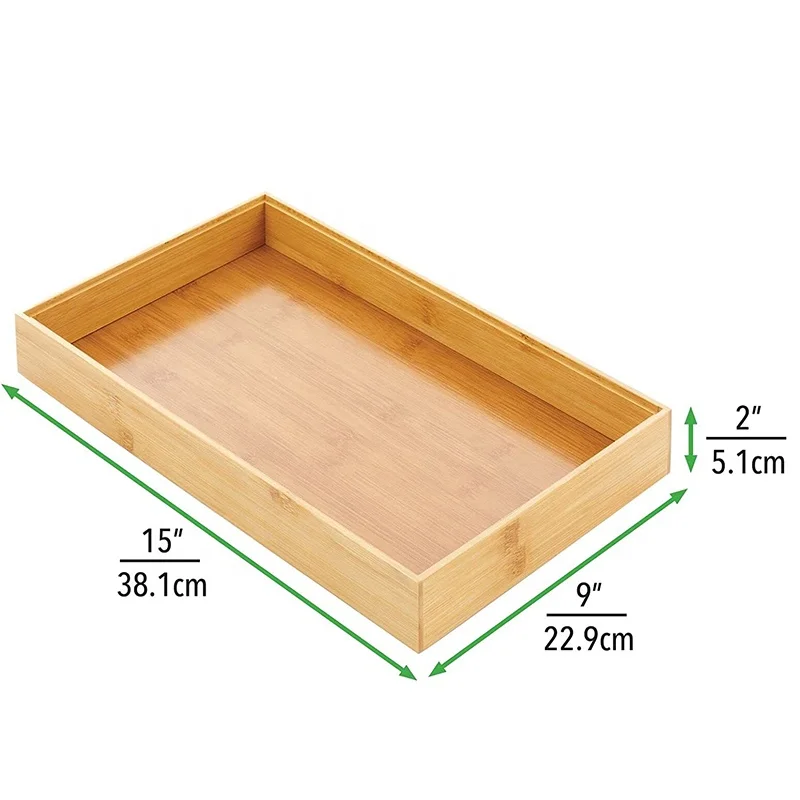 Bamboo Kitchen Cabinet Drawer Organizer Tray Bin Eco Friendly Multipurpose Use in Drawers on Counter tops Shelve