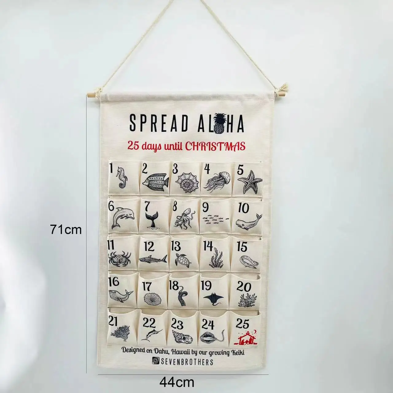 Sublimation Linen Christmas Countdown Calendar Hanging Home Decoration Fabric Wood Advent Calendar