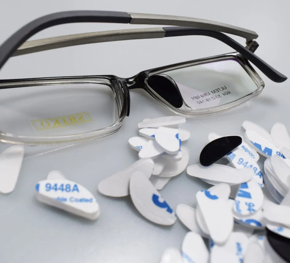 Hot Sale size 19*8*1mm D Shape Non Slip heightening Adhesive Silicone Nose Pads for sunglasses