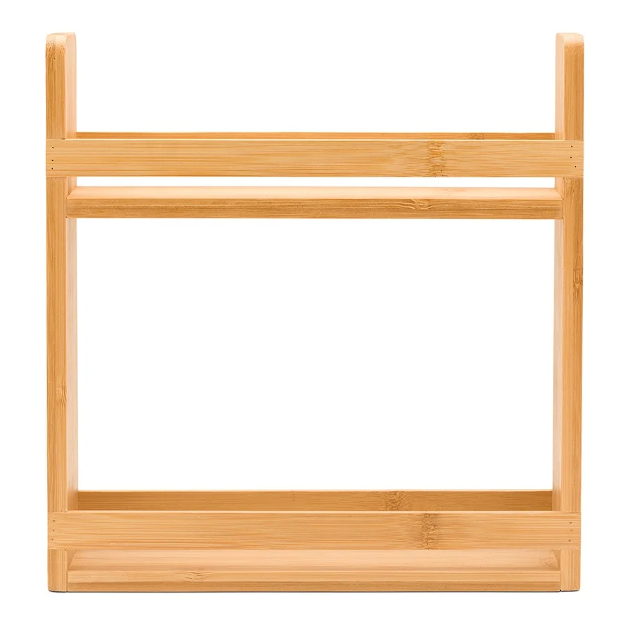 Natural spice storage holder rack 2 tiers kitchen spice rack bamboo spice organizer