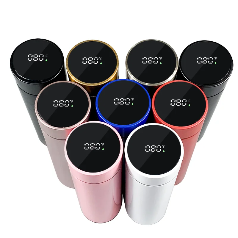 500ml Intelligent Digital LED Temperature Display Water Bottles Cup Flask Tea Infuser Vacuum Insulated Thermos Bottle