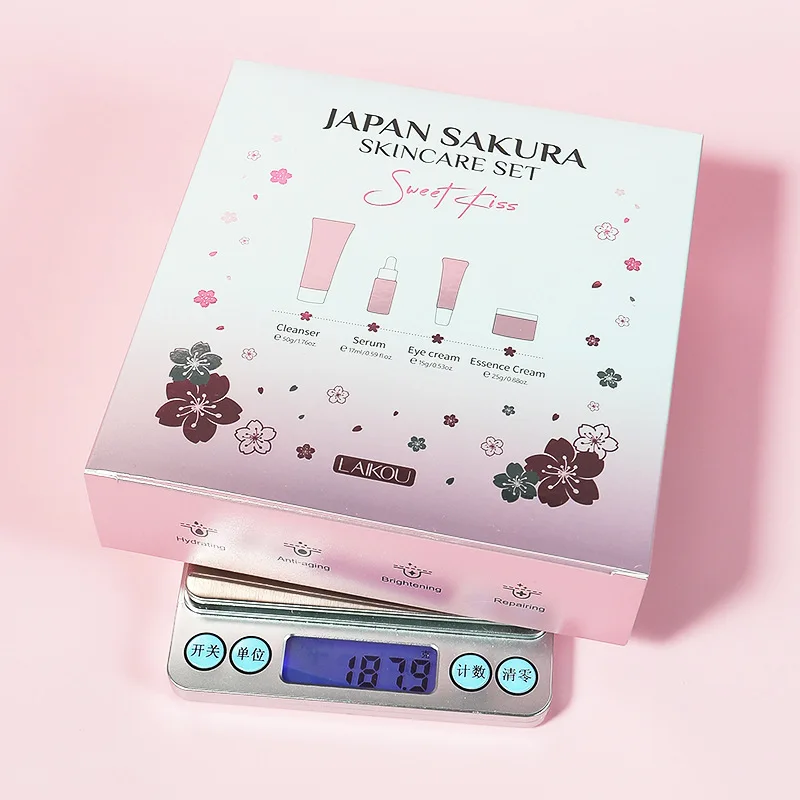 Cherry Blossom Japanese Sakura Travel Kit Skin Care Set 4 Pieces Laikou Japan Sakura Rejuvinating Skin Care Set
