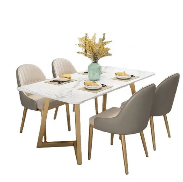 Nordic Light Luxury Style Marble Dining Table With 4 Chairs Small Apartment Dining Table