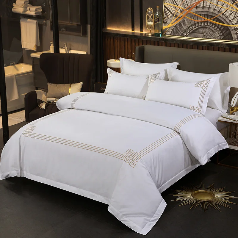 5 Star Hotel Bedding Set 400Tc Twin Queen King Size Bed Linen 100% Cotton Hotel Fitted Bed Sheet Hotel Linen