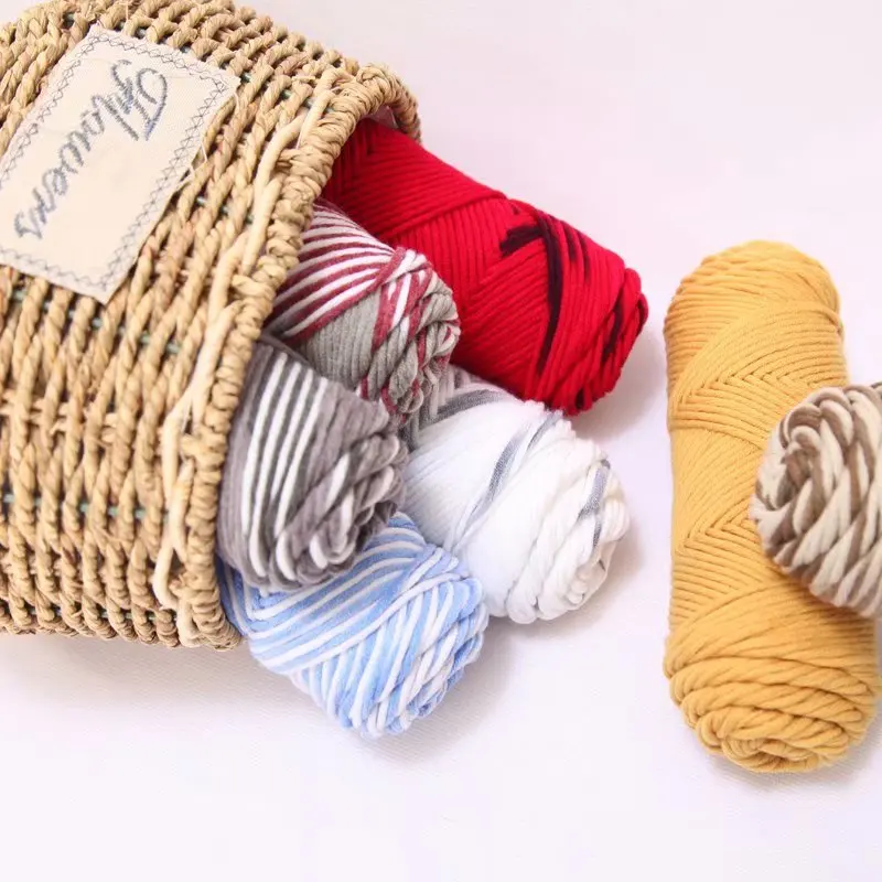 
100g Factory Directly Various Colors Soft Worsted Knitting Baby Yarn Thick Milk Cotton Yarns With 8Ply 