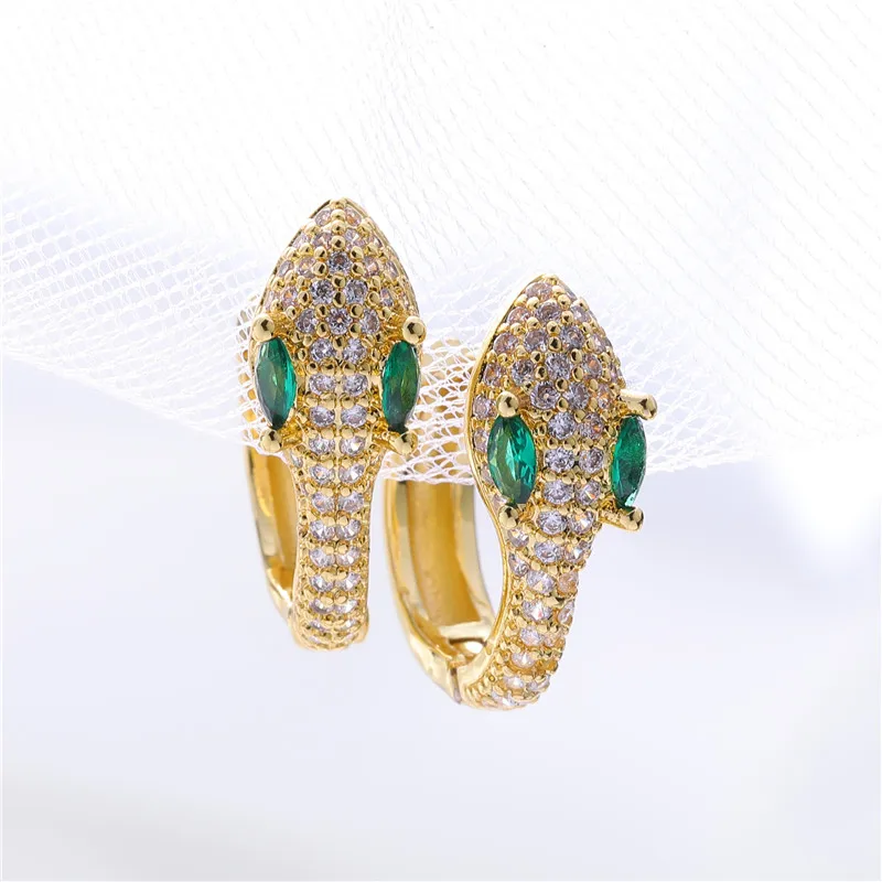 
Gold-plated diamond Q version mini snake earrings wild aesthetics shopping fashion earrings jewelry 