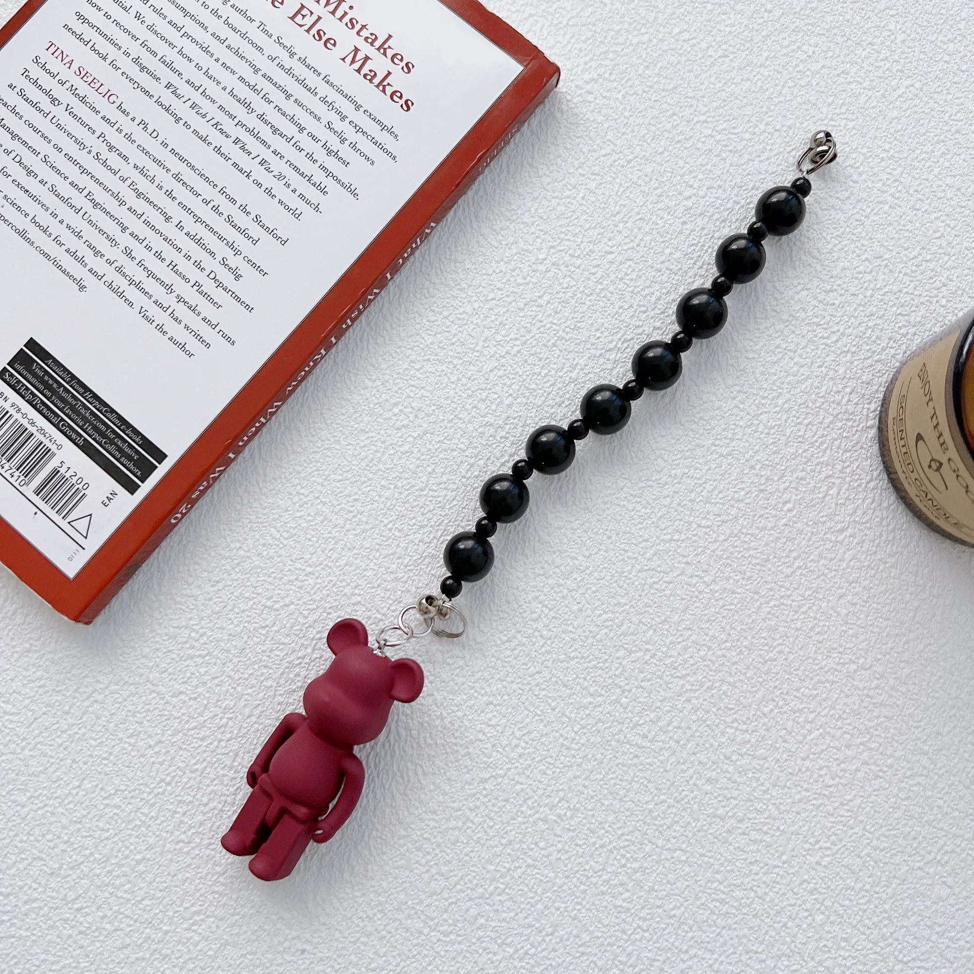 Acrylic Violent Bear with Black Bead Chain Suitable for Drip Glue Phone Case and Notebook Accessories