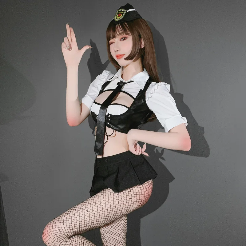 Wholesale top quality babydolls temptation sexy stewardess uniform with Pleated skirt