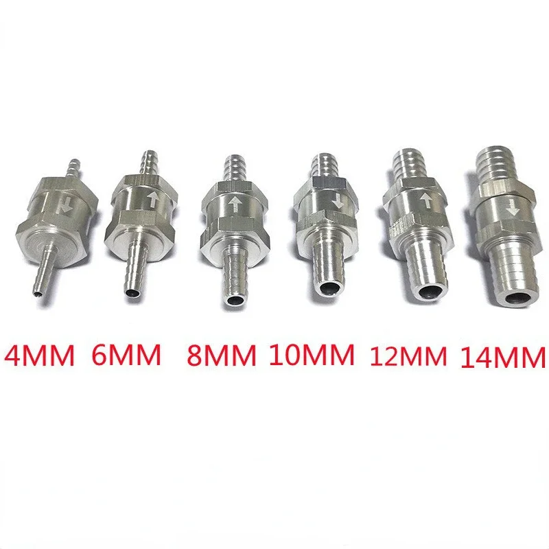 One Way 4/6/8/10/12/14mm 6 Size Valves Aluminium Alloy Fuel Non Return Check Valve One Way Fit Carburettor Aluminum Alloy Check