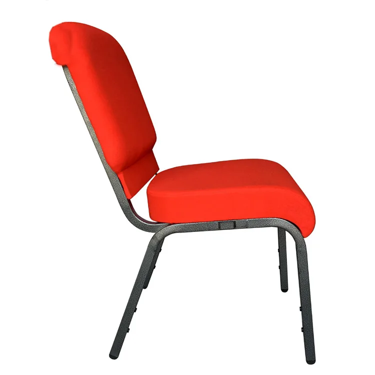 Worship chairs chapel chairs manufacturer metal chairs for churches and worship places in red fabric silver vein frame