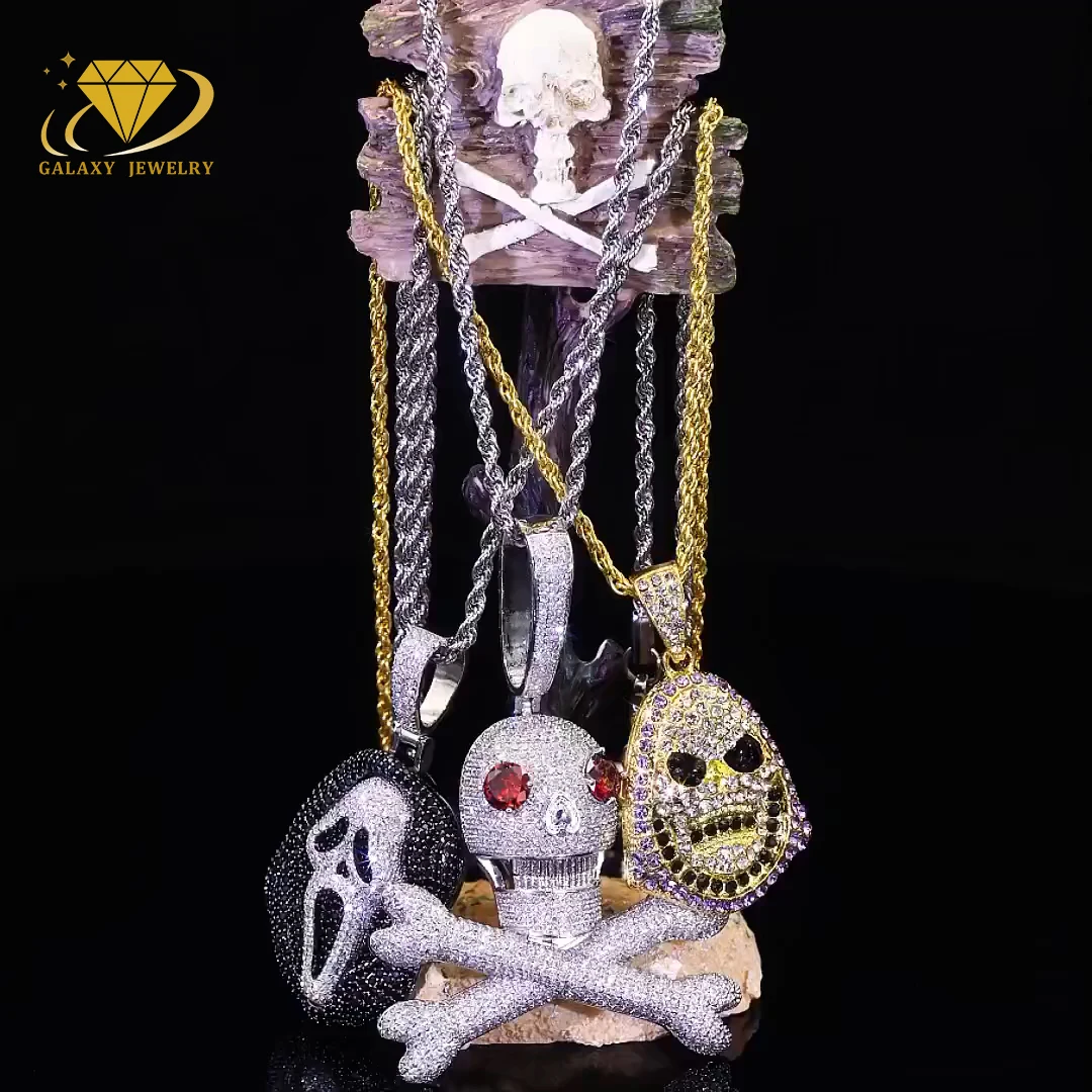 Hiphop Jewelry Pendant 3d Cartoon Pendant Skull Ghost Saint Pumpkin Halloween 925 Silver 10k 14k 18k D Vvs Moissanite Pendant