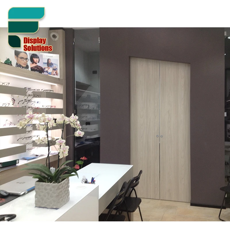 Optical Shop Furniture Modern Wooden Style Design Sunglasses Kiosk Display Optical Shop Display Advantage