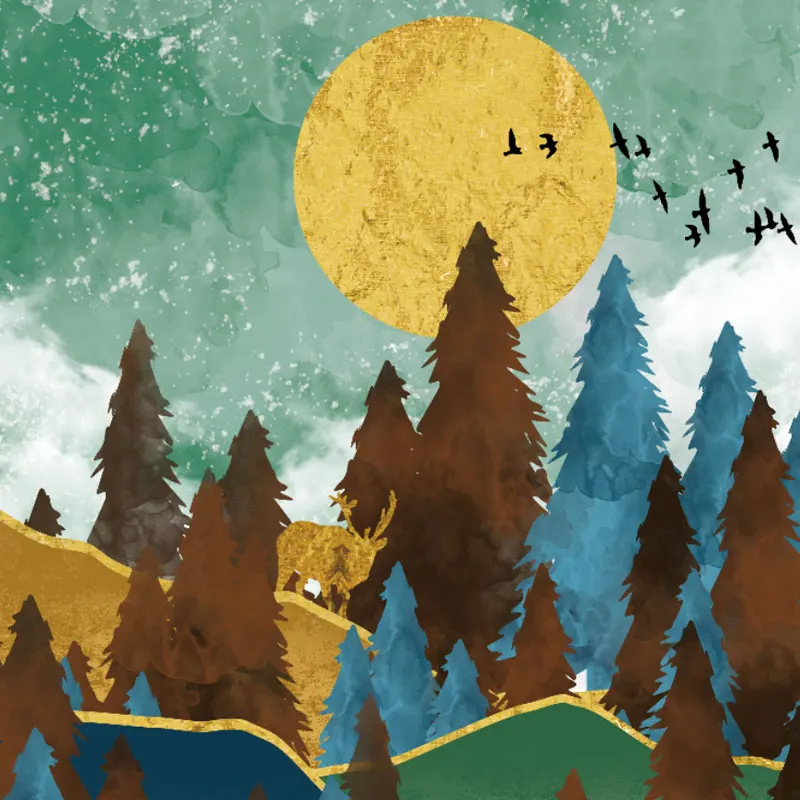 Framed Forest Night Sky Decorative Landscape Picture High Quality Print 3 Panel Art Canvas Painting