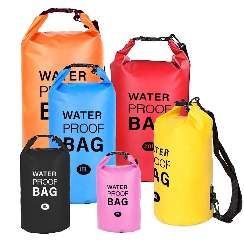 Factory custom logo  low moq 2L 5L 10L 15L 20L 30L pvc water proof bag  for hiking