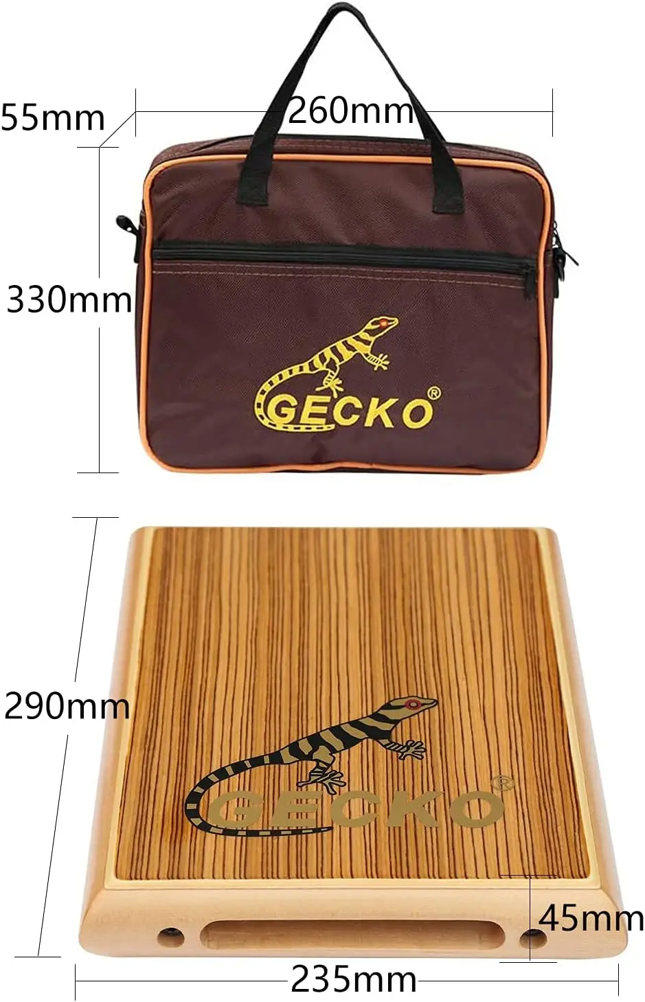 GECKO PAD-2 Cajon box drum OEM customized logo portable Zebra wood birch wood flat travel pad cajon with steel string for trip