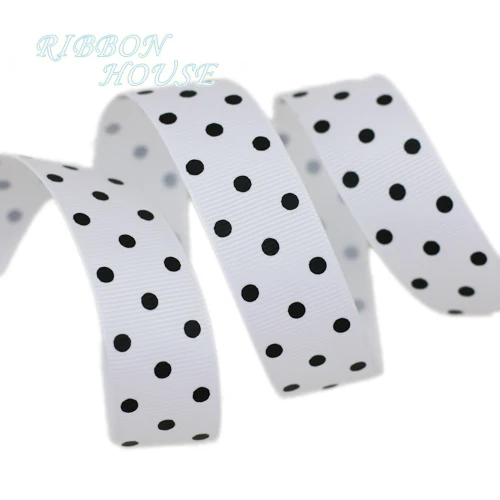 (10 yards/lot) 25mm Cartoon Polka Dots Printed Grosgrain Ribbon Lovely Series Ribbons Wholesale