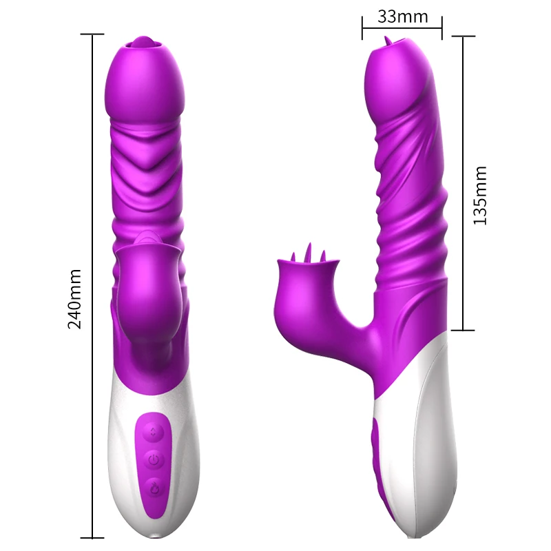 10 Speed Waterproof Rechargeable Insert Vagina dildo Enlargement  Tongue Licking Clitoris Vibration Sex Toys For Female