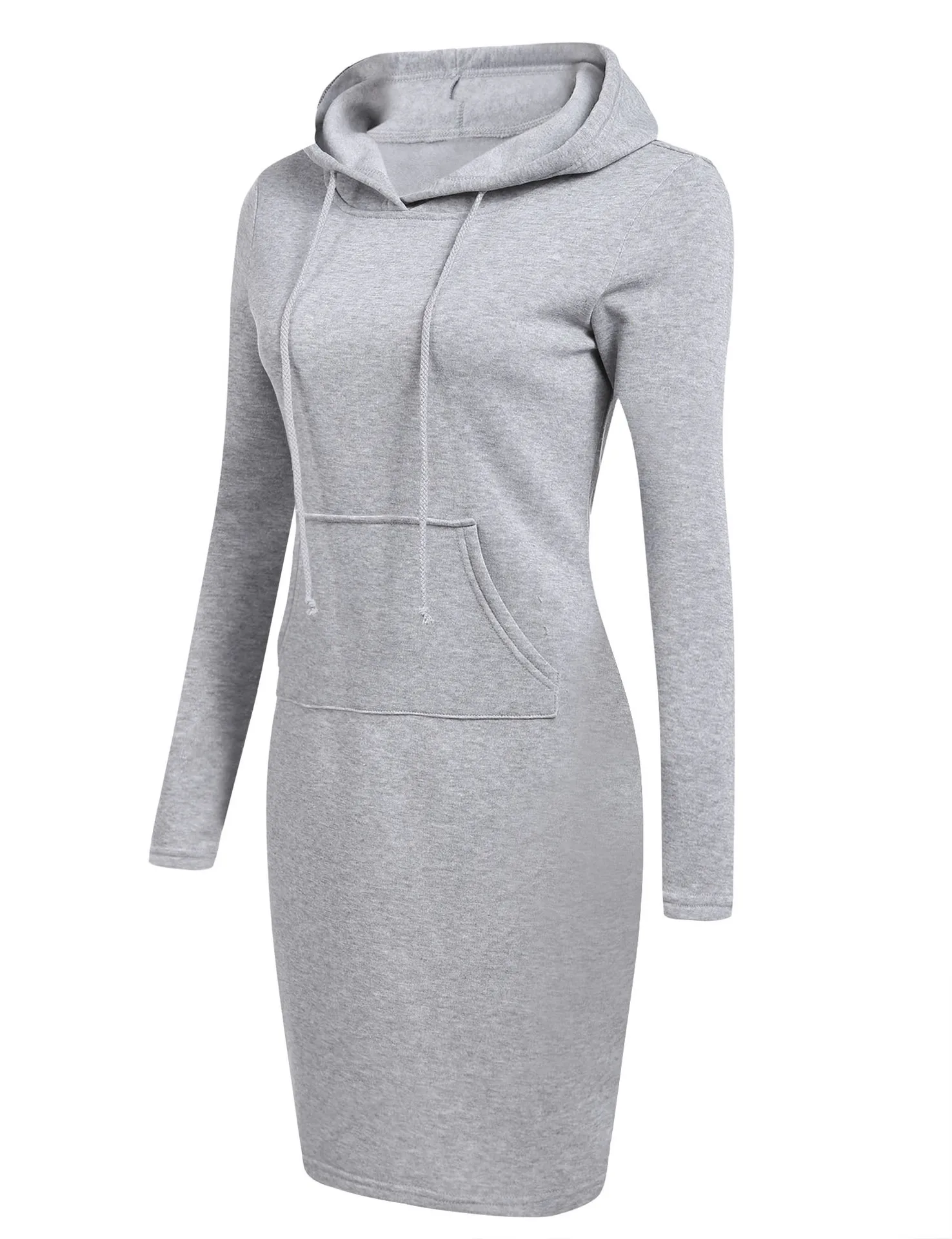 Pockets Hoodie Dress Oversized Street Wear Print Women Long Sleeve Casual OEM Service Terry Adults Midi Autumn Knitted Hooded