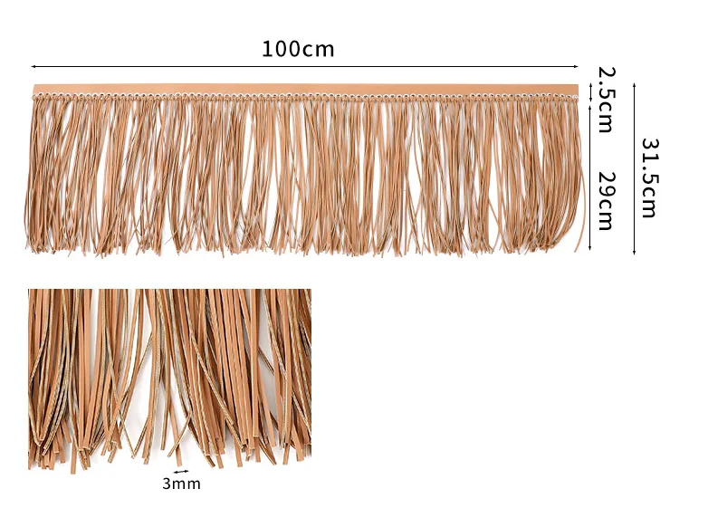 Width 22 cm 30 cm PU leather tassel fringe lace double face knot fringes for fashion skirt garment accessory