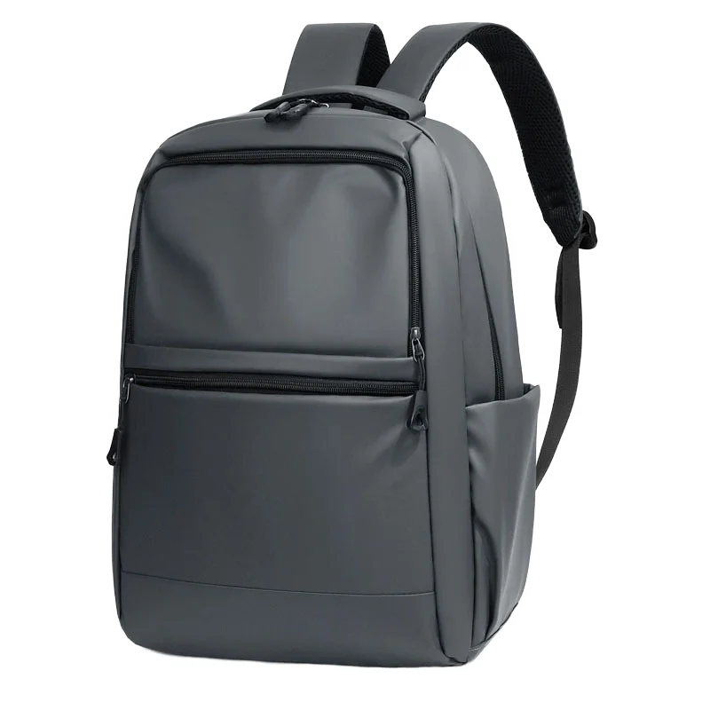 Custom Logo Waterproof PU Leather Business School Bagpack  Anti-Theft  Student Laptop Backpack Travel Black Backpack for Men
