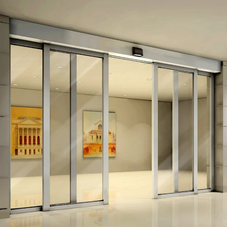 Custom exterior main entrance electric automatic aluminum glass sliding door system design for hospital supermarket store bank