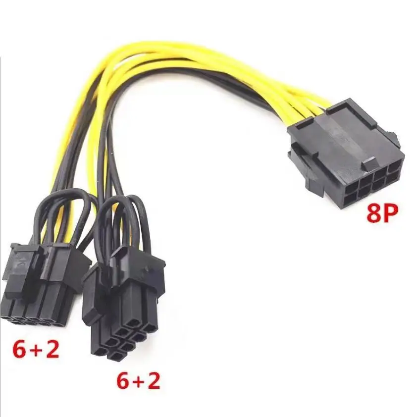 18AWG PCI-Express PCIE 8 Pin на Dual 8 (6 + 2) Pin VGA Графическая видеокарта графический адаптер Адаптер Блок питания разветвитель кабель 20 см
