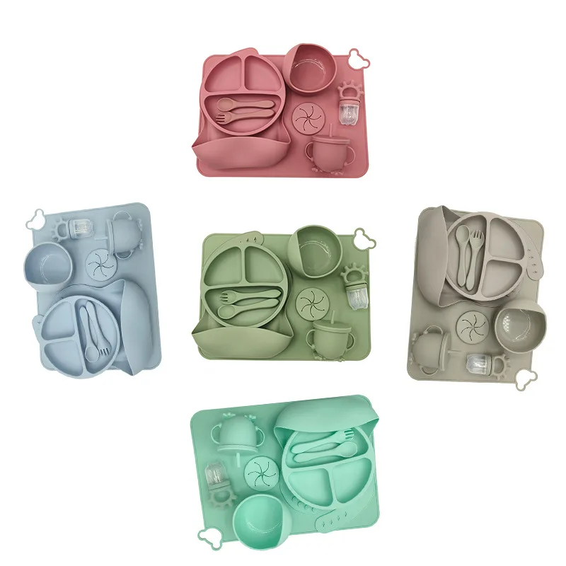 Factory 2023 Trending Portable Unbreakable Baby Eating Dishes Baby Feeding Tableware For Children