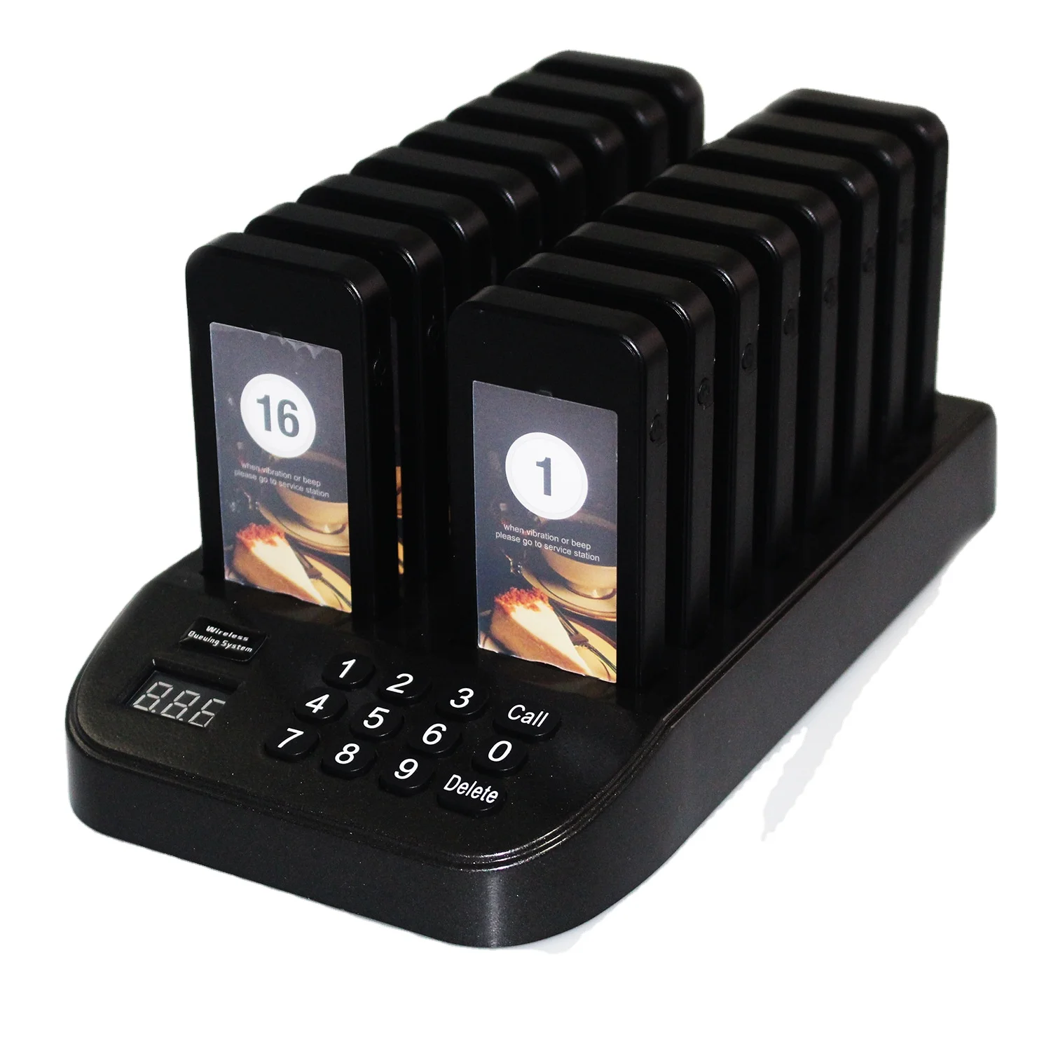 High Sensitivity Restaurant Pager Wireless Coaster Queue System with 16 Pagers