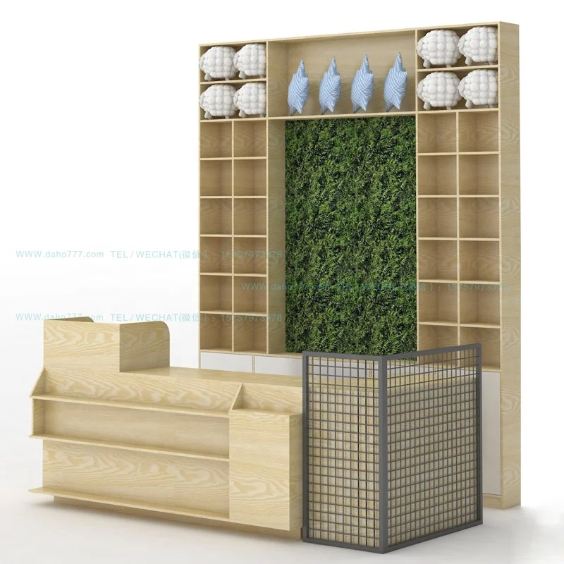 Custom Design cashier tables display shelves wooden checkout counter display racks supplier