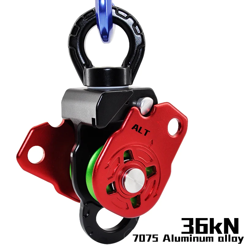 Anodized 7075 Aluminum Alloy Material 36kN Single Swivel Pulley Suitable for Arborist Aerial Work Industrial Use
