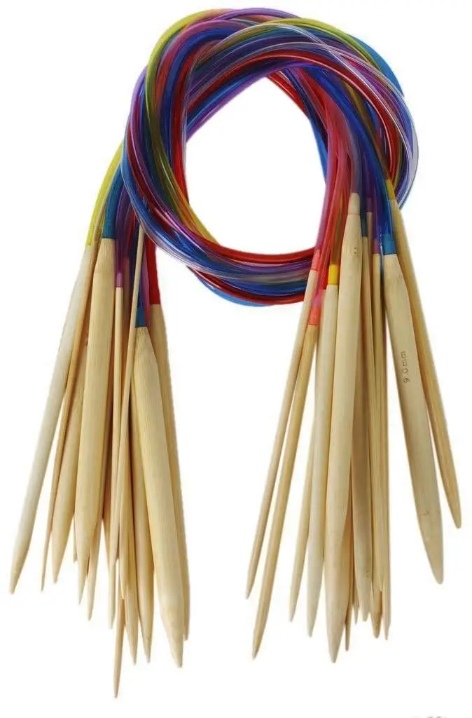 18 Pairs  Circular Knitting Needles 80CM Long Colorful Plastic And Bamboo Circular Knitting Needle Set