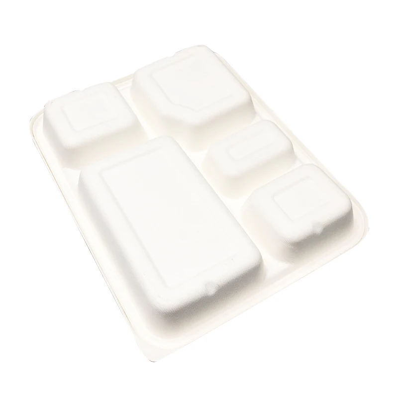 Chinese fast food bagasse box eco friendly promotional biodegradable disposable bagasse lunch box packaging