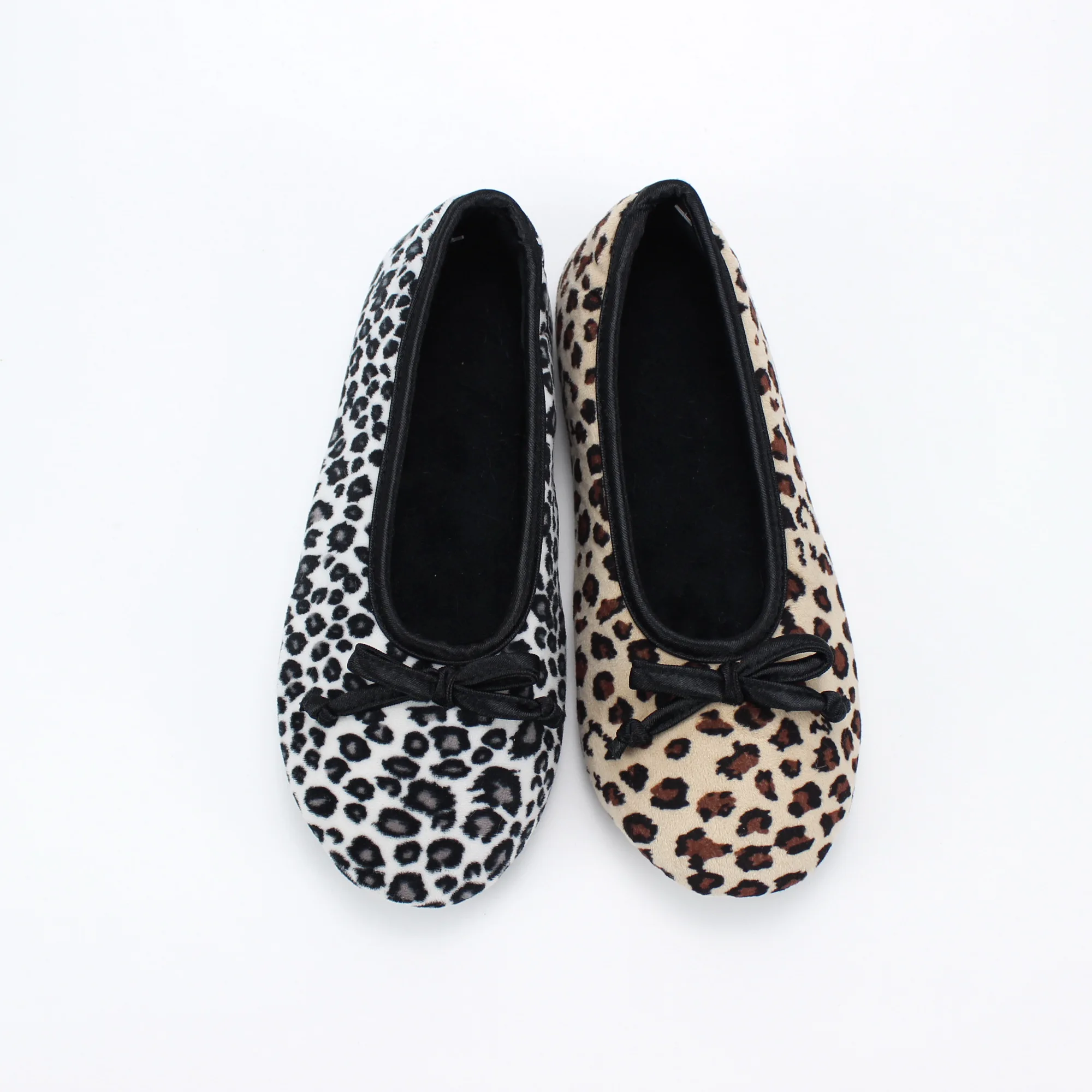 
Animal design upper with black bowknot and soft plush lining indoor slipper ballerina 