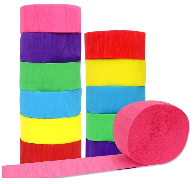 12 Rolls 984ft Crepe Paper Streamers stretch crepe paper self-adhensive garlands in crepe paper pack of 8