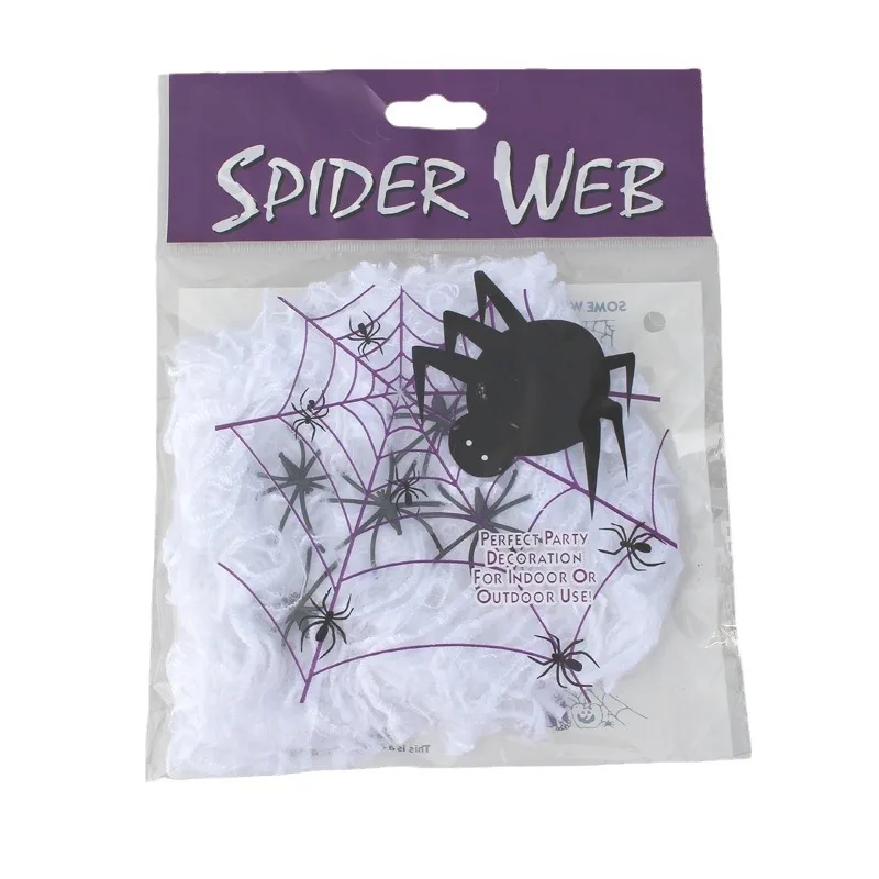 Halloween new spider web triangle web oversize plush spider ghost festival indoor and outdoor decoration Halloween Spider Web